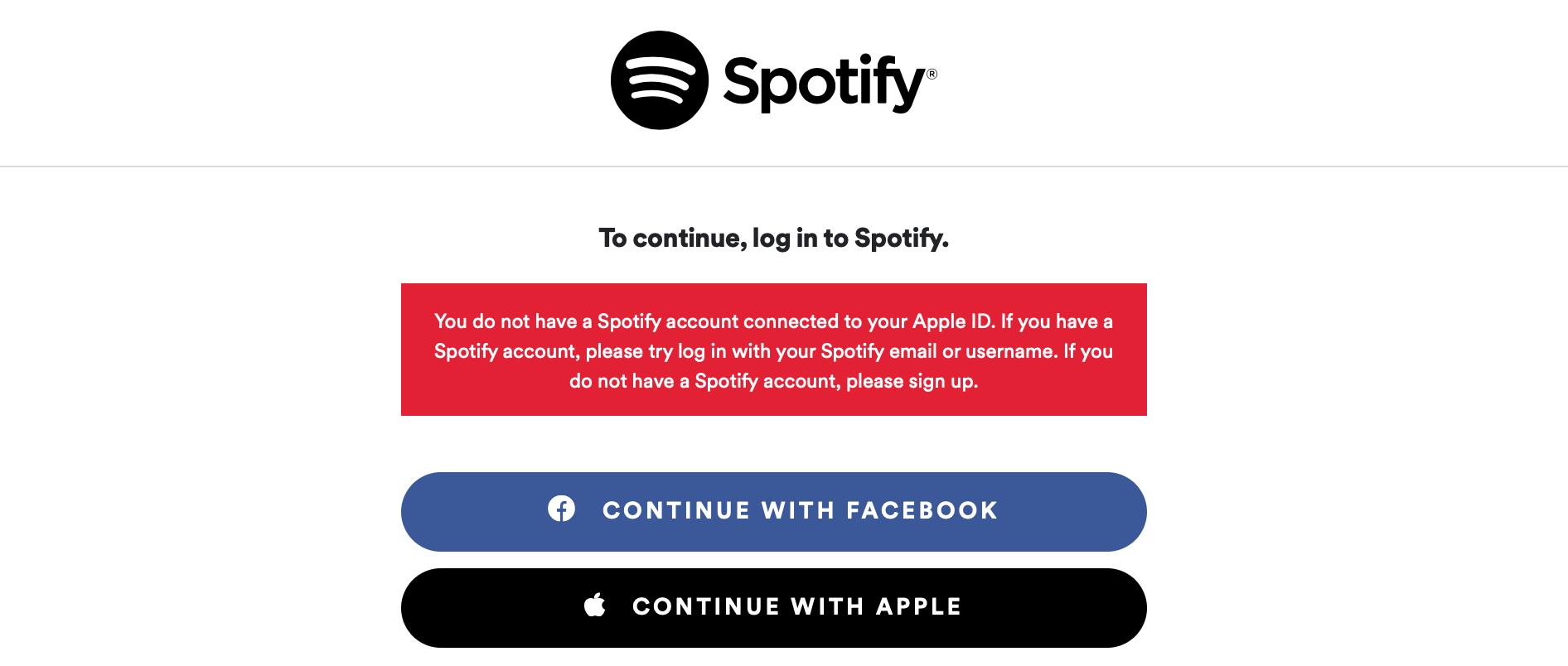 Why im unable to login in spotify app on mac computer
